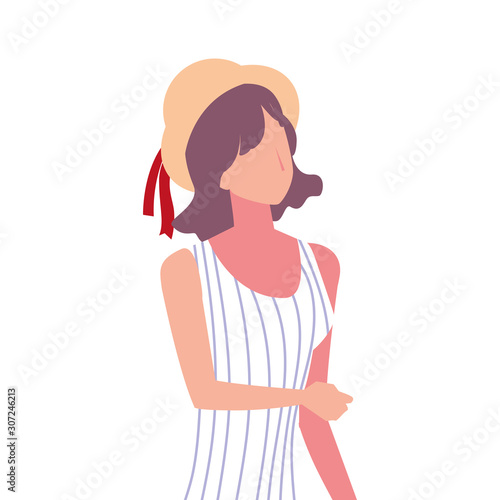 young woman on white background