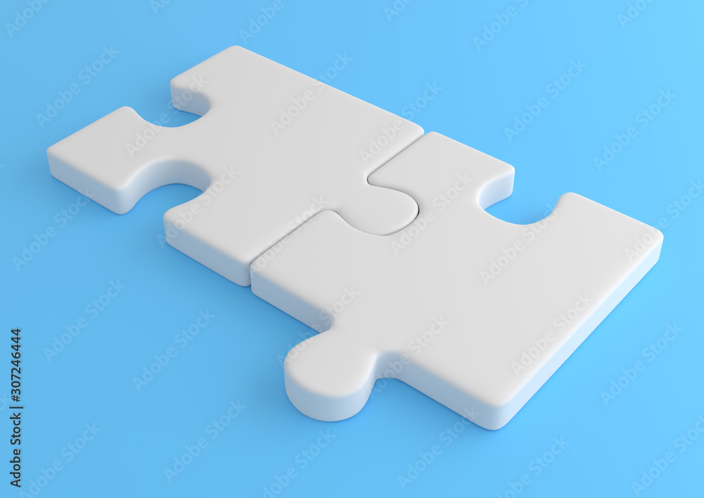 Puzzle on blue background. Minimal creative concept. 3d rendering illustration Puzzle on blue background. Minimal creative concept. 3d rendering illustration