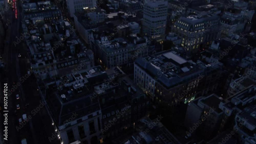 Aerial drone reveal shot of London Skyline panoramic view at sunrise Aerial drone reveal shot of London Skyline panoramic view at sunrise