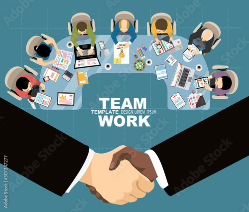 Flat design illustration concepts for business analysis and planning, consulting, team work, project management. Business, team work, cooperation and partnership.