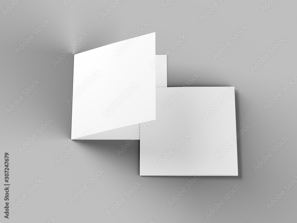 Brochure in square format folded to two - mockup. 3d illustration Brochure in square format folded to two - mockup. 3d illustration