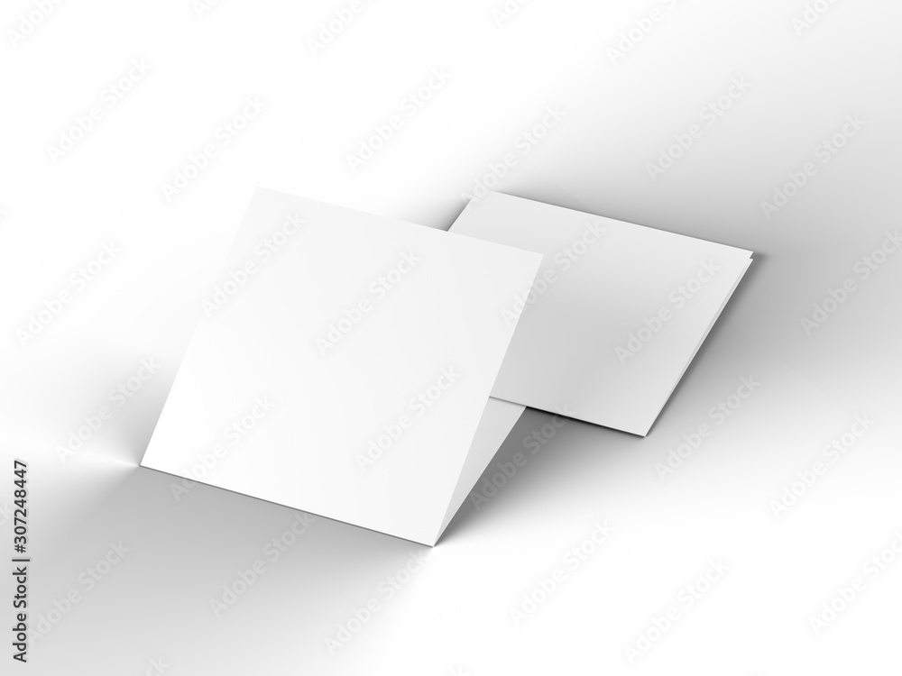 Brochure in square format folded to two - mockup. 3d illustration Brochure in square format folded to two - mockup. 3d illustration