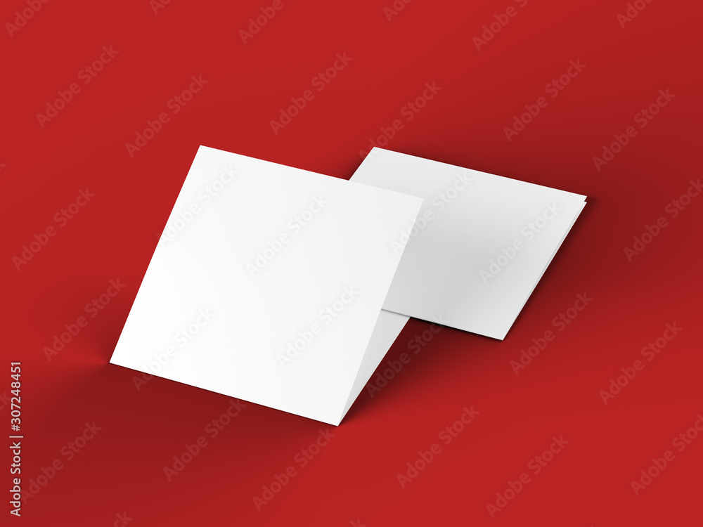 Brochure in square format folded to two - mockup. 3d illustration Brochure in square format folded to two - mockup. 3d illustration