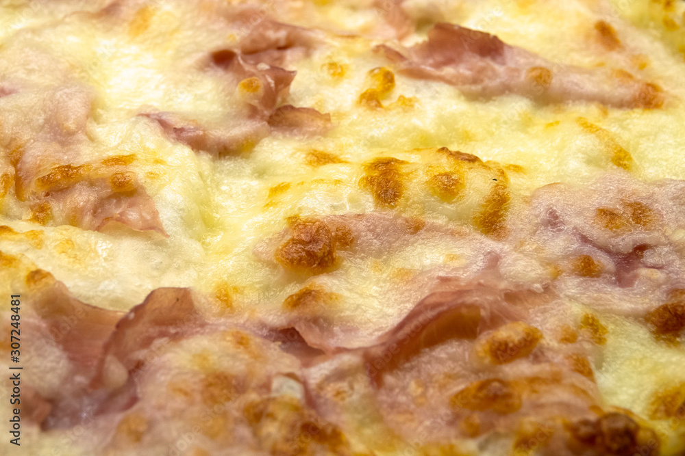 Pizza with cheese and prosciutto cotto Pizza with cheese and prosciutto cotto