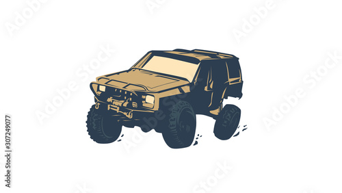 Off-road car logo, safari suv, expedition offroader.