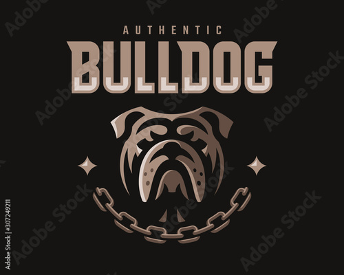 Bulldog modern mascot logo. Dog emblem design editable for your business. Vector illustration.