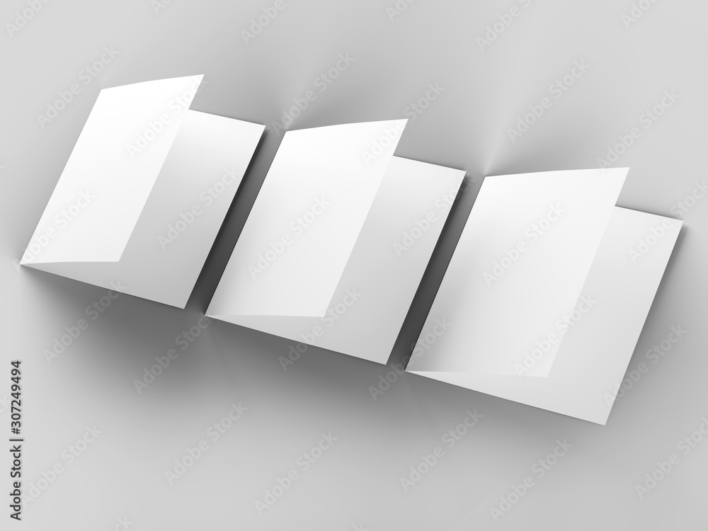 Brochure in square format folded to two - mockup. 3d illustration Brochure in square format folded to two - mockup. 3d illustration