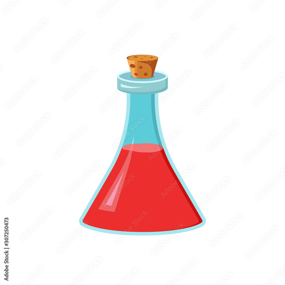 Flask with liquid. Magic alchemical elixir. Witch Drink. Vector image isolated on a white background. Flask with liquid. Magic alchemical elixir. Witch Drink. Vector image isolated on a white background.