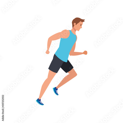 young man athlete running avatar character vector illustration design