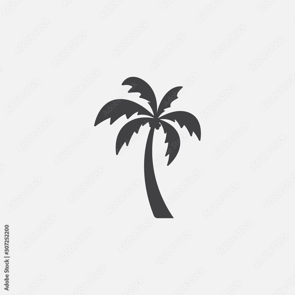 Palm tree silhouette icon vector, Palm tree vector illustration, coconut tree icon vector illustration, simple flat vector illustration