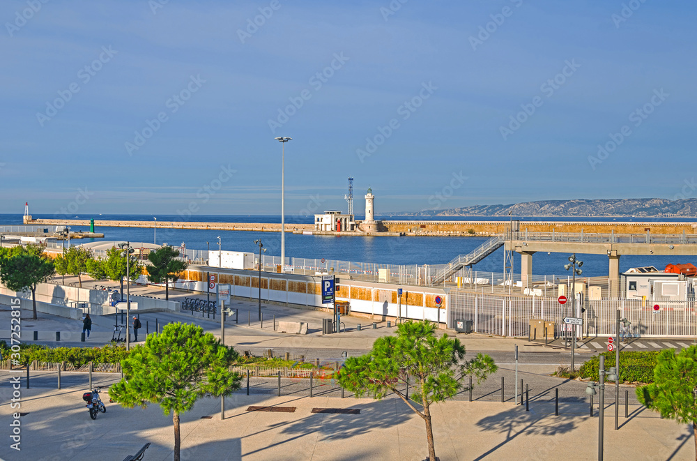 Esplanade Saint-Jean with the lighthouse Saint Marie in Marseille, France Esplanade Saint-Jean with the lighthouse Saint Marie in Marseille, France