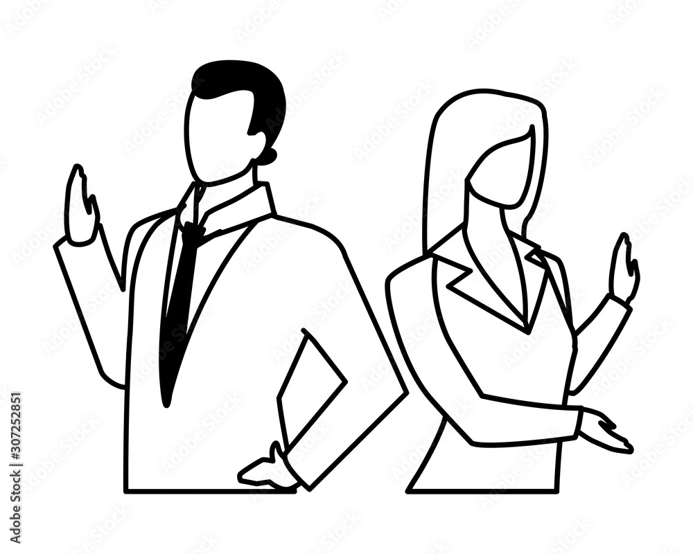 business couple faceless on white background business couple faceless on white background