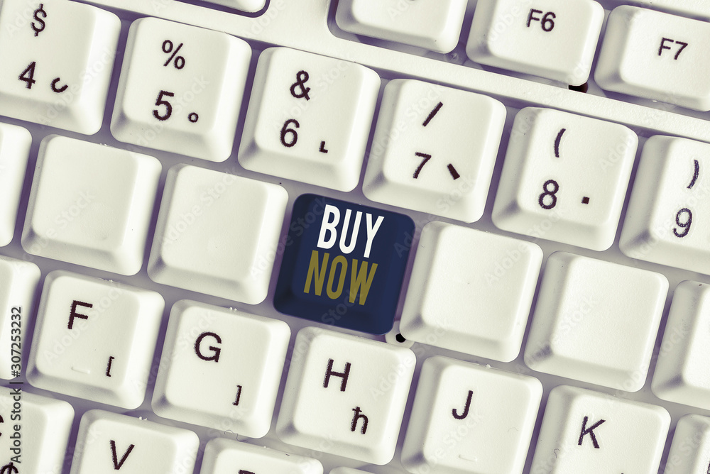 Handwriting text Buy Now. Conceptual photo asking someone to purchase your product Provide good Discount White pc keyboard with empty note paper above white background key copy space Handwriting text Buy Now. Conceptual photo asking someone to purchase your product Provide good Discount White pc keyboard with empty note paper above white background key copy space