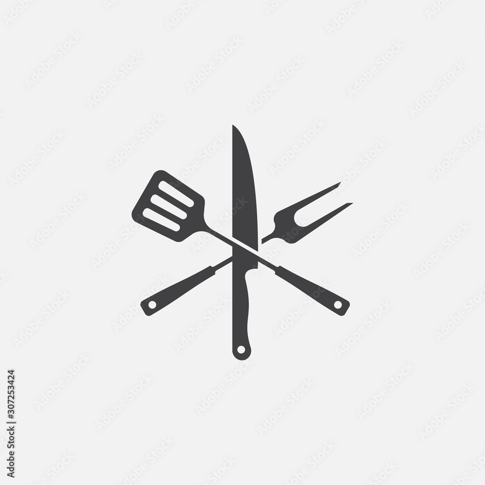 BBQ with flame icon, Grill sign meat and food icon, fork and spatula Barbeque icon symbol, Barbeque Icon Vector Illustration Sign BBQ with flame icon, Grill sign meat and food icon, fork and spatula Barbeque icon symbol, Barbeque Icon Vector Illustration Sign