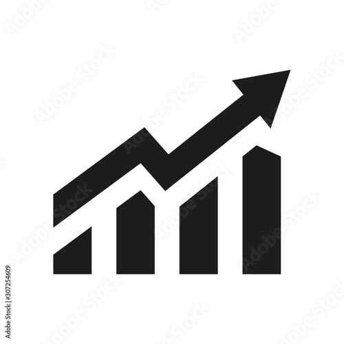 Profit growing icon. Isolated vector icon. Progress bar. Growing graph icon graph sign. Chart increase profit. Growth success arrow icon. photo