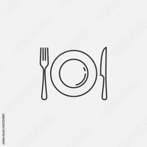 plate, Fork and Knife icon, Crossed symbol, restaurant Flat Vector illustration, Restaurant Symbol, cooking icon vector