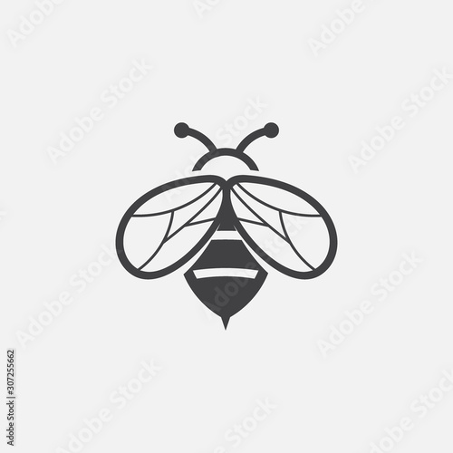 Bee icon logo design inspiraiton, Unique Geometric Bee Logo Symbol Vector Design Illustration, honey bee vector icon photo