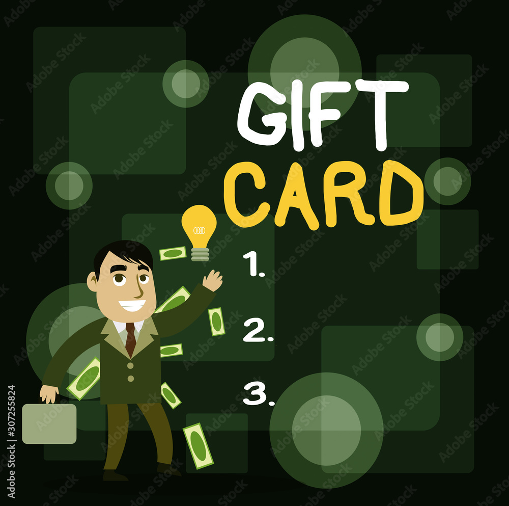 Writing note showing Gift Card. Business concept for A present usually made of paper that contains your message Successful Businessman Generating Idea or Finding Solution Writing note showing Gift Card. Business concept for A present usually made of paper that contains your message Successful Businessman Generating Idea or Finding Solution