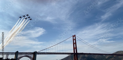 golden gate bridge with blue angels