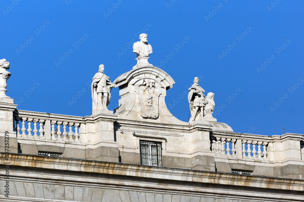 facade of the Royal Palace in Madrid, Spain