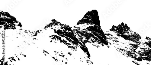Mountains silhouette on the white background