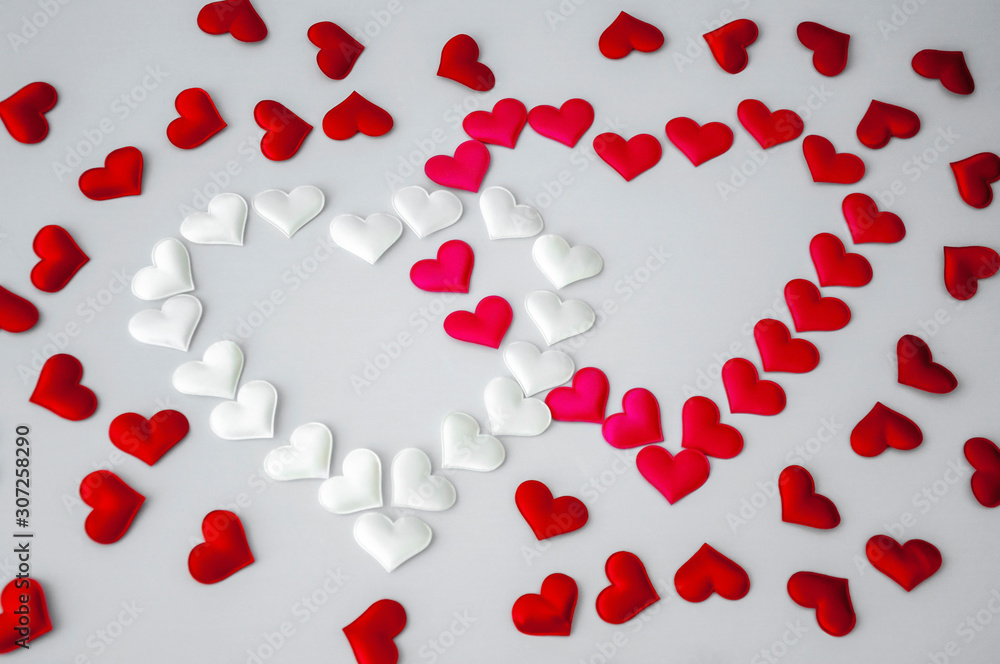 White and red heart on a white background White and red heart on a white background