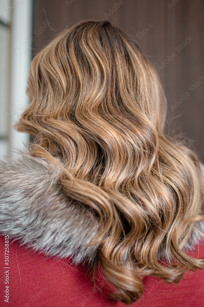 Woman with elegant hairstyle in retro style rear view