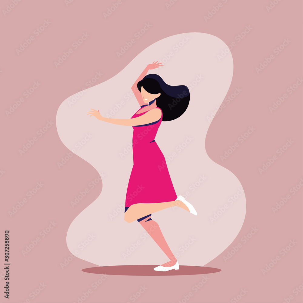 beautiful woman in pose of dancing, party, dancing club beautiful woman in pose of dancing, party, dancing club