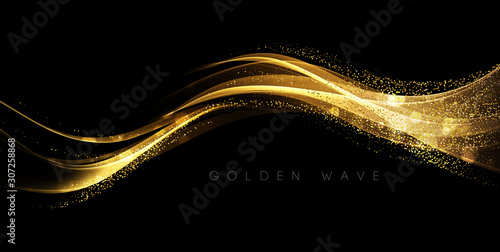 Abstract shiny color gold wave design element