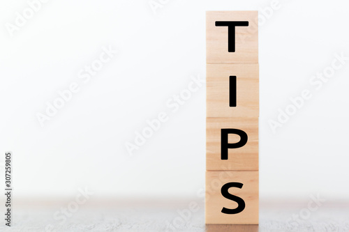 Tips written on wooden cubes