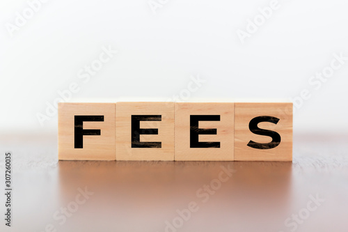 Fees word written on wooden cubes