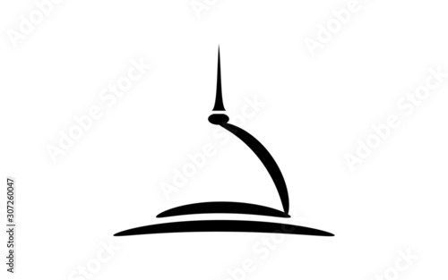 Simple masjid or mushola logo icon line art vector, suitable for logo, poster, brochure, background, presentation and graphic design