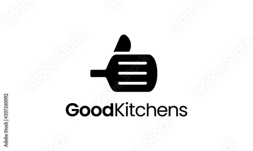 illustration logo from good hand with spatula logo design concept