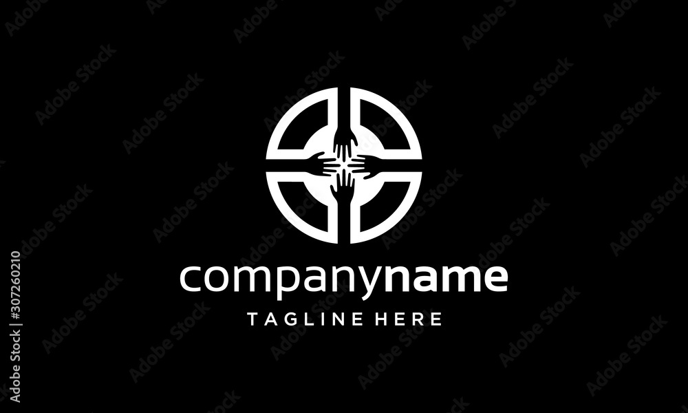 illustration logo from hand or community or charity logo design concept