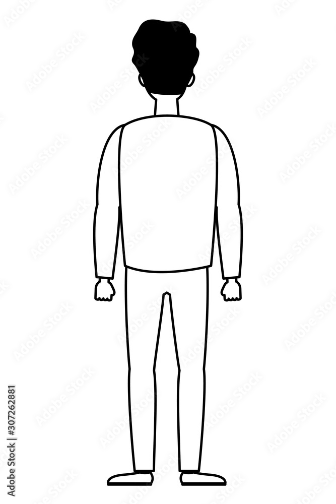 young man back avatar character icon young man back avatar character icon
