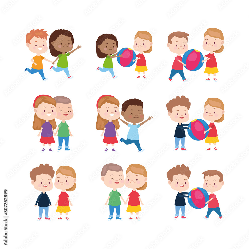 cartoon happy kids icon set, colorful design cartoon happy kids icon set, colorful design