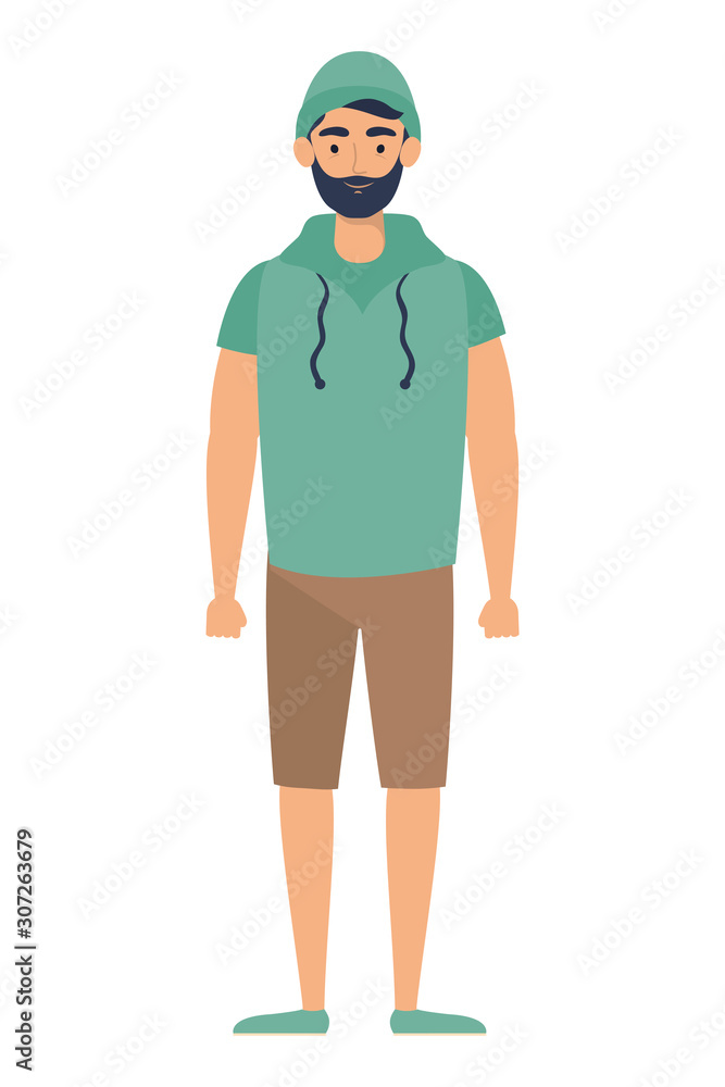 young man with beard avatar character young man with beard avatar character