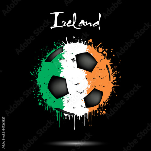 Soccer ball in the colors of the Ireland flag