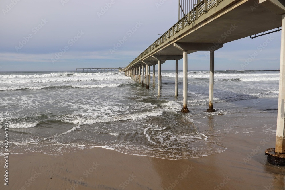 High Tide at Ocean Beach Pier in San Diego