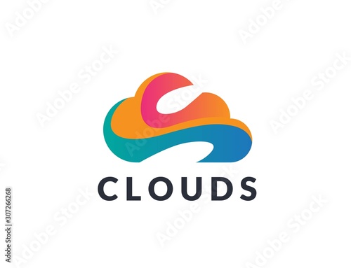 Creative abstract cloud shape icon design. Vector logo graphics