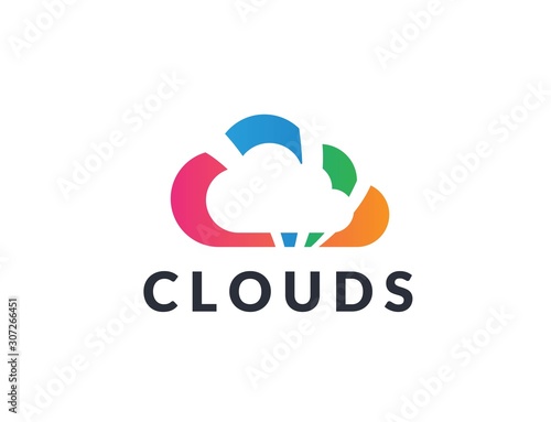 Creative abstract cloud shape icon design. Vector logo graphics