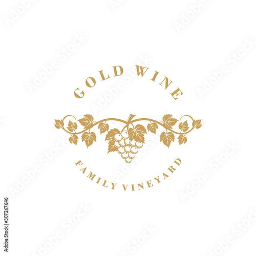 Gold wine logo design inspiration for winery. grape logo design 