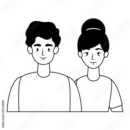 young lovers couple avatars characters