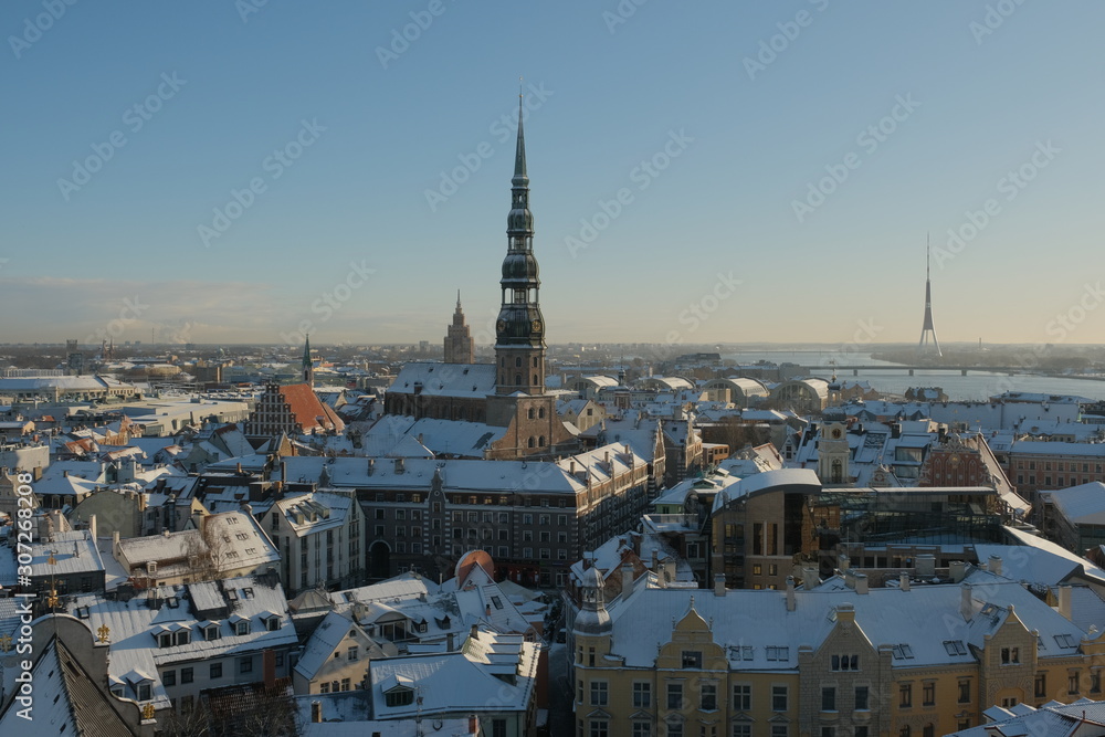 Riga City St.Peter Church, Down town Cathedral winter day