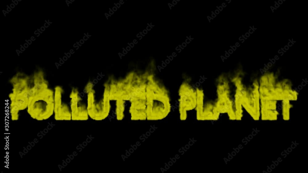 Animated smoldering or engulf in yellow smoke or gas all caps text ...
