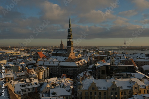 Riga City St.Peter Church, Down town Cathedral winter day