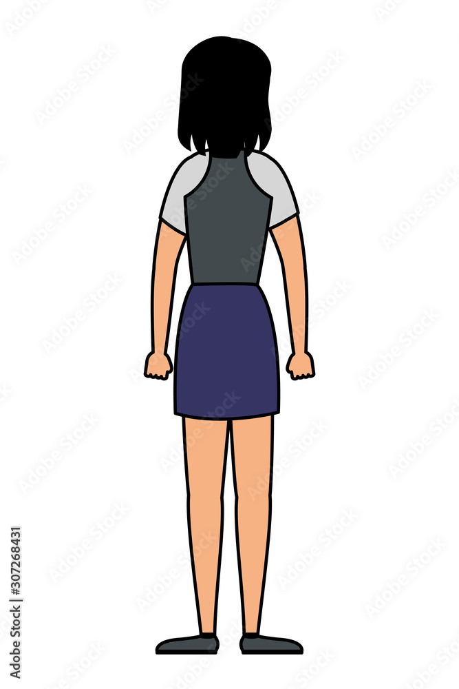 Fototapeta premium young woman back avatar character icon