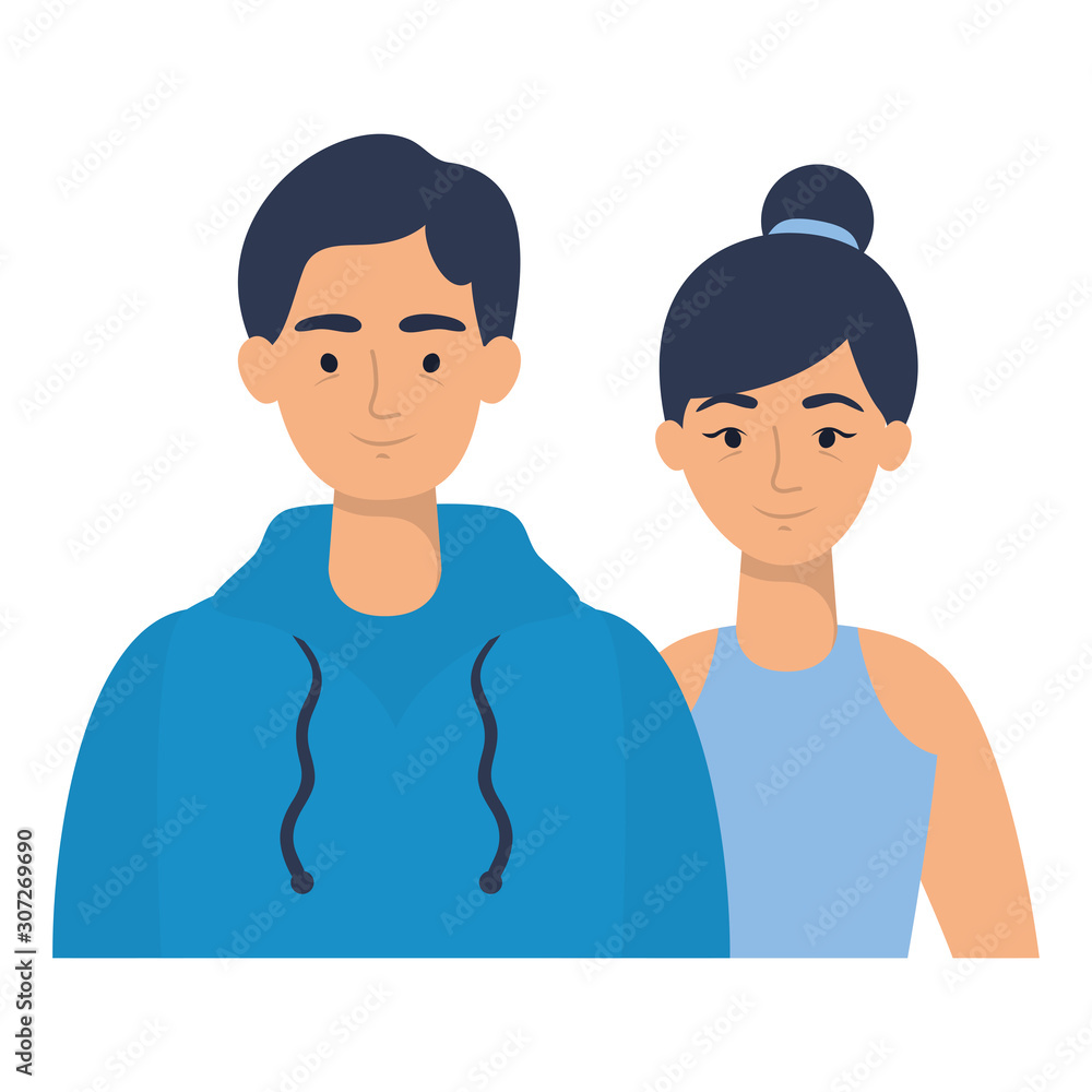 Fototapeta premium young lovers couple avatars characters