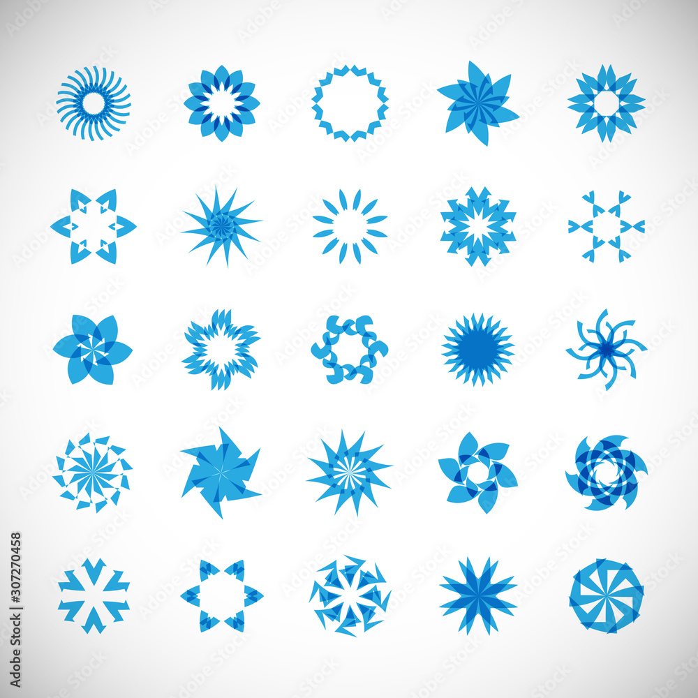 Abstract Circle Logo Set. Vector Isolated On Gray. Abstract Circular Logo For Company Symbol, Star, Tech Icon And Element Design. Creative Icons For Flower And Decorative Logo. Abstract Round Template Abstract Circle Logo Set. Vector Isolated On Gray. Abstract Circular Logo For Company Symbol, Star, Tech Icon And Element Design. Creative Icons For Flower And Decorative Logo. Abstract Round Template
