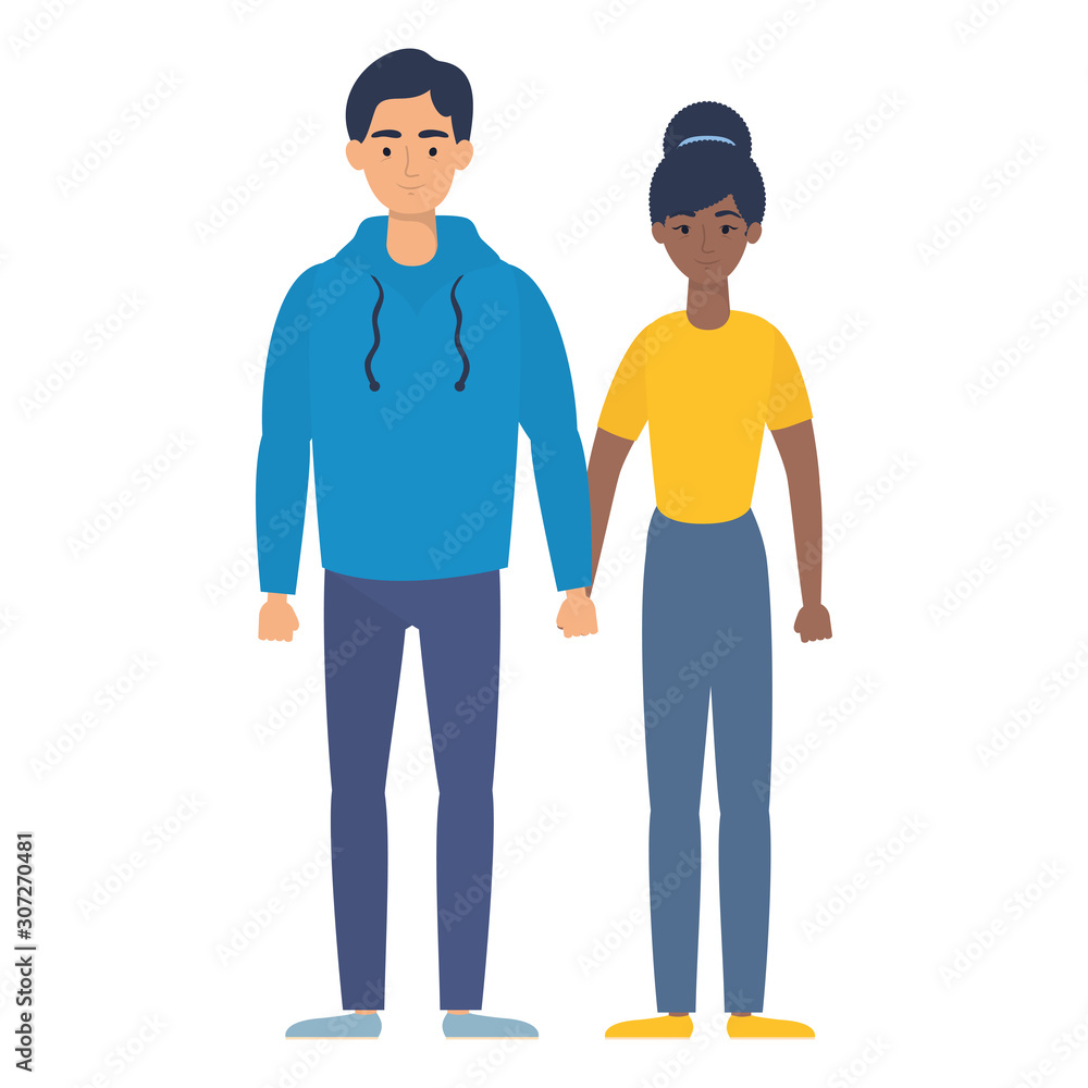 young interracial couple avatars characters young interracial couple avatars characters